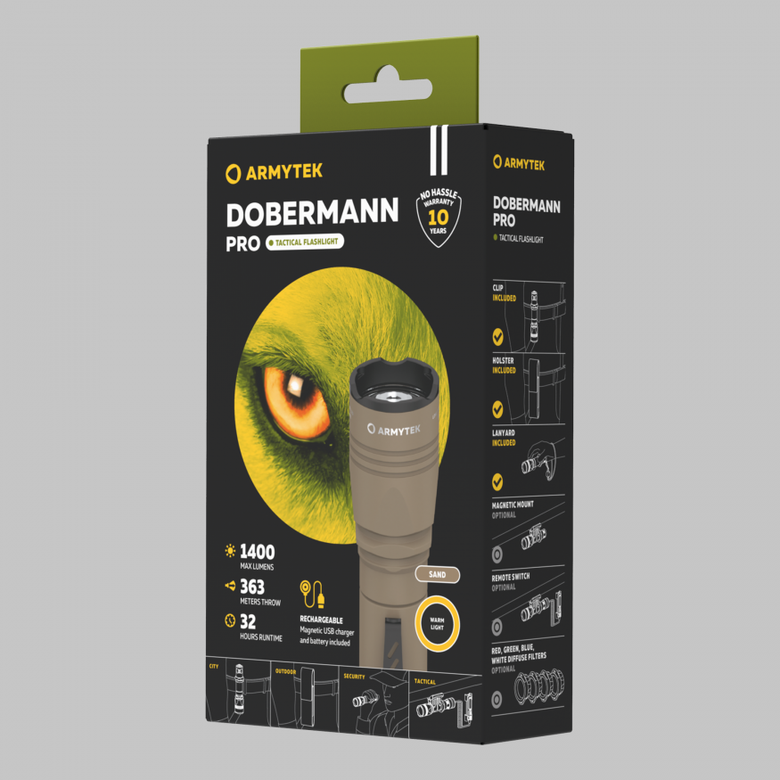 Armytek Dobermann Pro Magnet USB Sand (теплый свет)