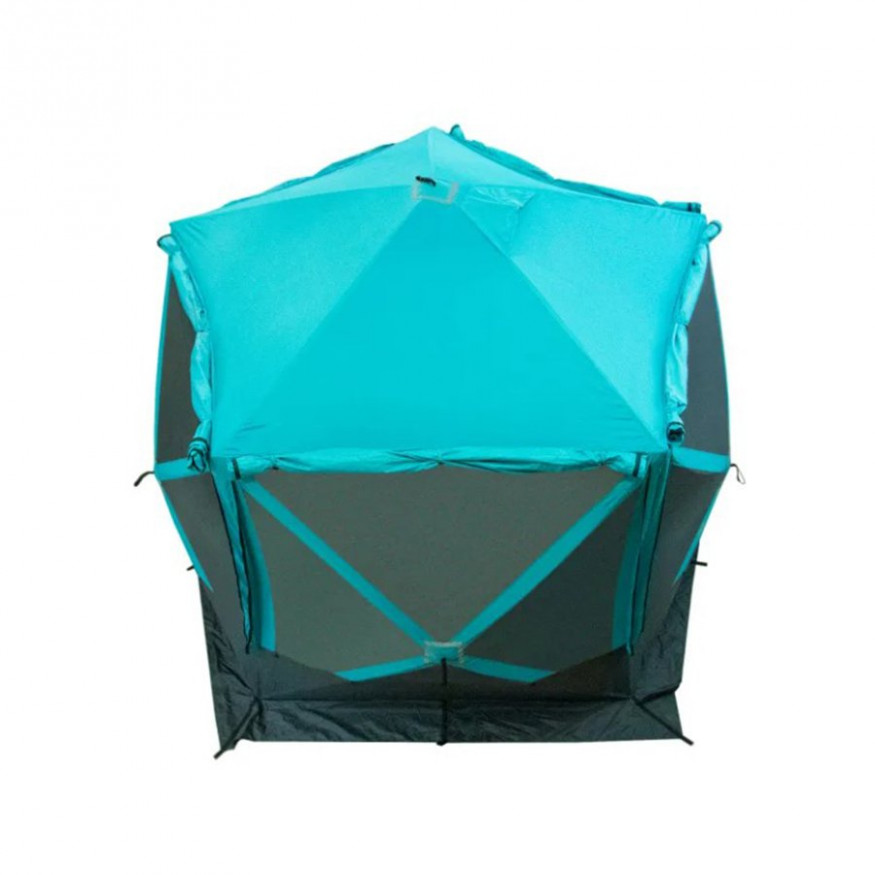Шатер СЛЕДОПЫТ быстросборный, 5 стен, 3,4х3,25 м, h-2,30 м, S по полу 7,6 кв.м, цвет Waterfall