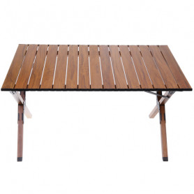 Стол кемпинговый складной 86*58*44 см, цвет: светлое дерево, каркас алюминий