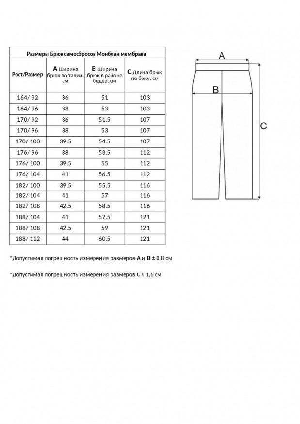 Брюки-самосбросы Век Монблан мембрана